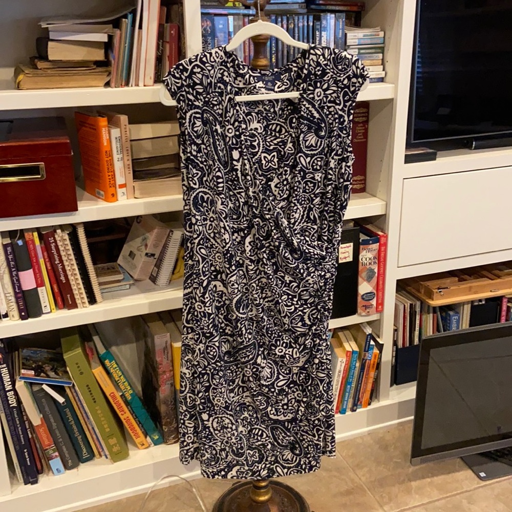 XL Chaps by Ralph Lauren navy & white dress